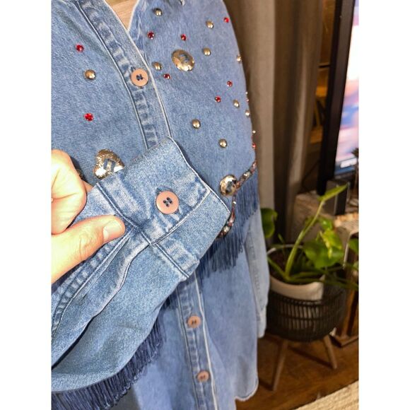 Vintage Blue Creek Jeans Womens Blue Denim Cotton Western Long Sleeve Size | XL - Picture 5 of 6
